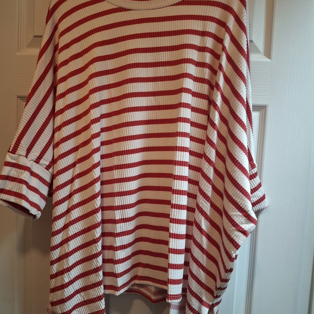 The Game Red and White Striped Ribbed Tunic